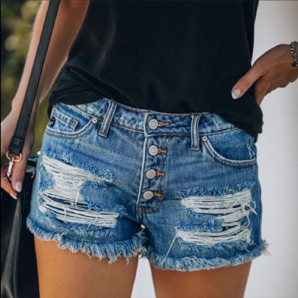 Distressed Denim Jeans Shorts XS-L - Picture 3 of 3